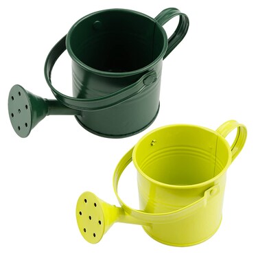 2Pcs Mini Sprinkler Bucket Kids Gardening Water Pot Metal Watering Can for Outdoor and Indoor House Plants, Dark Green/Light Green Cute Watering Can
