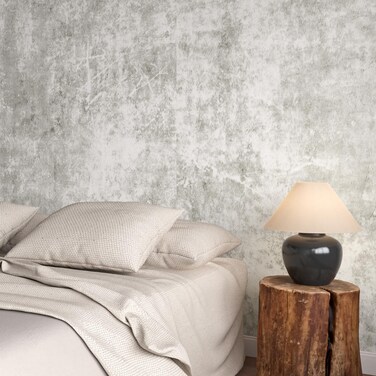 Livelynine Limewash Concrete Wallpaper Peel and Stick Cement Wall Paper for Bedroom Dorm Room Light Grey Vinyl Wrap Concrete Contact Paper for Kitchen Countertops Waterproof Durable 15.8x78.8 Inch