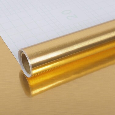 VEELIKE Metallic Gold Wallpaper Stick and Peel for Countertops 118"&Atilde;&mdash;15.7" Stainless Steel Wall Paper Removable Self Adhesive Shlef Liner Metal Wallpaper for Applicances Refrigerator Cabinets