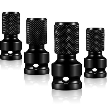 4 Pieces 1/2 Inches Square to 1/4 Inches impact adapter hex adapter Female Socket with Aprons and Sockets, Socket Extension Kit Accessories for Pneumatic and Electric Wrenches