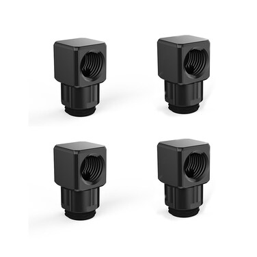 Mollytek 4 Pack G1/4" 90 Degree Fitting Male to Female Extender Adapter Water Cooling Fittings Plug 90&Acirc;&deg;Rotary Metal/Rigid/PETG Tubing Connector (Black)