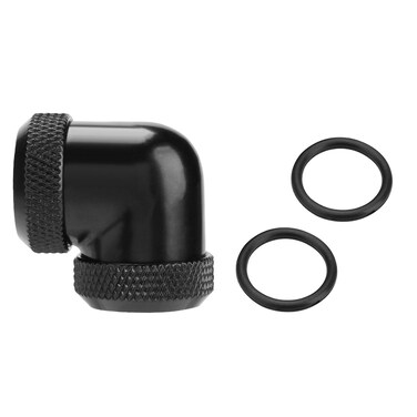 ciciglow G1/4 Male to Female Extender Fitting, G1/4 PETG 16mm OD Tube 90 Degree Compression Fitting Cooling, Enhance Adapter Fitting for Computer Water Cooling System (Black)