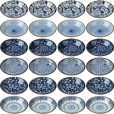 24 Pack Japanese Style Soy Sauce Dish 4 Inch Ceramic Dipping Bowls Bulk 3.5 oz Sauce Dishes Small Dip Sauce Bowl Porcelain Pinch Japanese Dish Set for Sushi, Sauce, Snack, Appetizer and Kitchen Prep