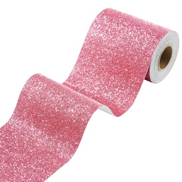 Stickyart Wallpaper Border Self Adhesive Light Carmine Pink Glitter Wall Borders Peel and Stick for Living Room Bedroom Removable Sparkle Straight Border Trim for Classroom Bulletin Boards 3.94"x160