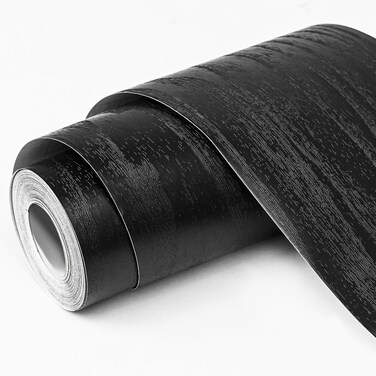 WAPANE Black Wood Grain Wallpaper Border Mirror Frame Removable Waterproof, Peel and Stick Wall Paper Border Decor Self Adhesive, Kitchen Bathroom Sticker