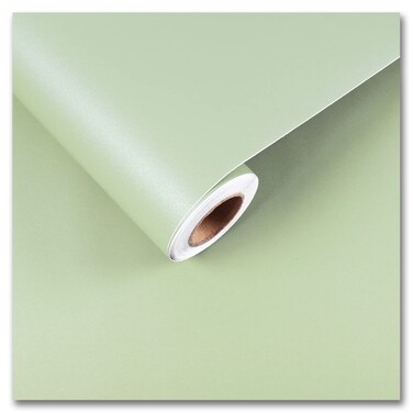 CRE8TIVE Sage Green Wallpaper Stick and Peel 24"x118" Large Size Light Green Contact Paper Self Adhesive Removable Waterproof Textured Green Vinyl Paper for Kitchen Bedroom Countertops Cabinets Locker