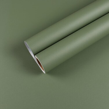 CHIHUT Thickened Sage Green Wallpaper for Bedroom Self Adhesive Removable Green Peel and Stick Wallpaper 17.7"x100" Waterproof Textured Sage Green Contact Paper for Cabinets Wall Countertop Vinyl Roll