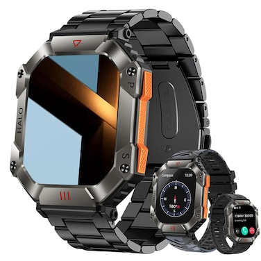 2024 Military Smart Watches for Men, Jooeniok Bluetooth Answer/Dial Call 2.0" Large Screen Outdoor Compass Sports Fitness Tracker Male 650 mAh Large Battery Triple Strap Men Smartwatch for Android/ios