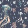 HeloHo Peel and Stick Wallpaper Dark Blue Wall Paper Ocean Jellyfish Seaweed Self Adhesive Removable Waterproof Contact Paper for Bathroom Living Room Decor 17.3" X 78.7
