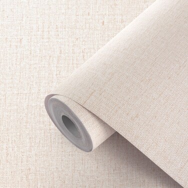Akywall Beige Peel and Stick Wallpaper Grasscloth Contact Paper Textured Removable Fabric Linen Self Adhesive Stick on Wall Paper Waterproof Vinyl Roll for Cabinet Drawer 15.7" x 78.7
