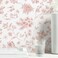 Safiyya 118"x17.3" Pink and White Floral Wallpaper Peel and Stick Wallpaper Removable Self Adhesive Wallpaper for Bedroom Bathroom Flowers Birds Contact Paper for Cabinets Walls Vinyl Rolls