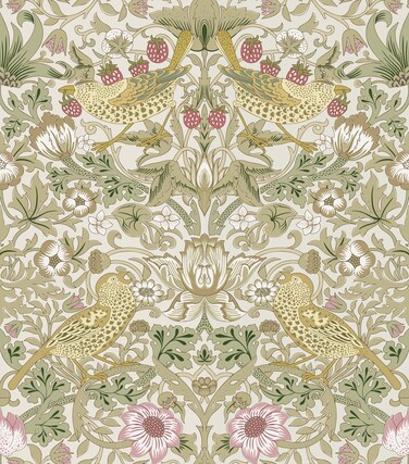 HueBurst 17.7x394 in White Peel and Stick Wallpaper Floral Wallpaper Flower/Strawberry/Bird Wallpaper Self Adhesive Contact Paper Removable Wall Paper for Living Room Dining Room Kitchen Decor