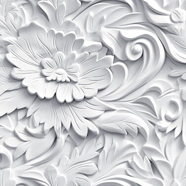 ReWallpaper Faux 3D Wall Panels Peel and Stick Wallpaper Modern Flat 3D Effect Wall Mural Wallpaper Gray Floral Leaf Wallpaper for Bedroom Bathroom Waterproof Contact Paper for Cabinets 17.5in&Atilde;&mdash;10ft