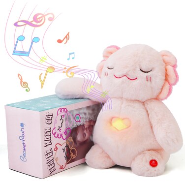 Bedtime Baby Soothers for Sleep Toys, Heartbeat Stuffed Animal for Baby, Newborn, Calming Light, White Noise, Shush and Mothers Heartbeat for Girls and Boys