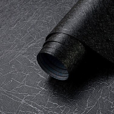 Safiyya Contact Paper Black Silk Wallpaper Textured Peel and Stick Wallpaper Removable Wallpaper Embossed Self Adhesive Contact Paper for Walls Vinyl Rolls 17.3 inch X 78.7 inch