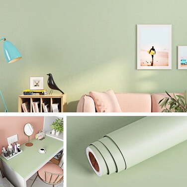 Livelynine Sage Green Wallpaper Stick and Peel Light Green Wallpaper for Bathroom Bedroom Wall Sage Green Contact Paper for Cabinets Desk Classroom Walls Home Wall Paper Roll Kids Room Boys 15.8X78.8
