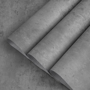 TOTIO Gray Concrete Wallpaper Matte Thick Textured Grey Cement Contact Paper Peel Stick Countertop Paper Removable Waterproof Adhesive Furniture Stickers Industrial Style Vinyl Wall Paper 24x197 inch