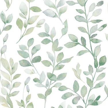 MelunMer Modern Leaf Peel and Stick Wallpaper Boho Green Contact Paper for Cabinets Self-Adhesive Removable Wallpaper for Bedroom Decor Botanical Contact Paper Bathroom Waterproof 78.8inL17.3inW