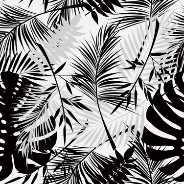 Wallercity Tropical Black Wallpaper Peel and Stick Botanical Leaf Black Leaves Wallpapers for Bedroom Modern Palm Leaf Peel and Stick Wallpaper 17.5" x78.7" Removable White Contact Paper for Cabinets