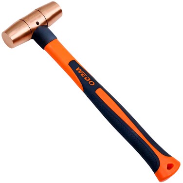 WEDO Copper Hammer 1/2lb,Sledge Hammer,Copper Mallet Hammer,Fiberglass Hammer Handle,Length 280mm,Die-Forged,Corrosion Resistant,DIN Standard