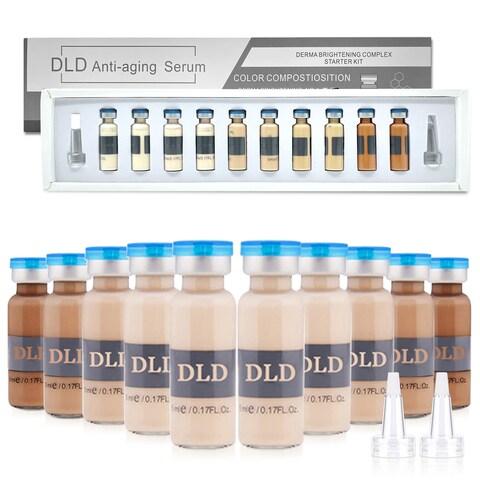 BB Facial Glow Starter Kit Facial Pigment Serum Treatment Kit,DLD Anti-Aging Serum Pigments Set for Micro-needling Skin Treatment 10 Vials 5ml Niacinamide and Peptides To Brighten Skin Tone Foundation
