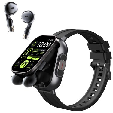 Denash Smart Watch with Earbuds, 2.01" HD Screen Fitness Watch, 2 in 1 Smartwatch with 100+ Sport Fitness Tracker, Sleep/Heart Rate/Blood Pressure Monitor Pedometer for iOS &amp; Androd,Black