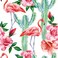 ReWallpaper Pink Flamingo Wallpaper Green Tropical Cactus Peel and Stick Wallpaper Removable 17.5in X 10ft Vinyl Floral Contact Paper for Shelves Walls Locker Flower Wall Paper Roll for Girls Bedroom