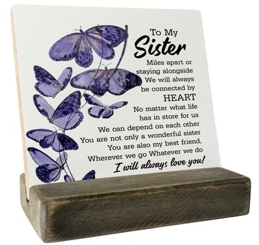 To My Sister Wood Sign Gift, A Wonderful Sister &amp; Best Friends, Plaque with Wooden Stand, Meaningful Wood Sign Plaque Gift, Wood Plaque Gift, Mother's Day Christmas Thanksgiving Birthday Gift