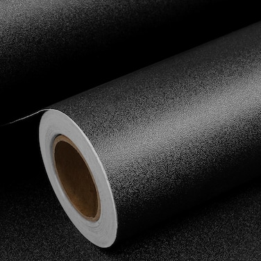 ReWallpaper Removable Black Wallpaper Peel and Stick Wall Paper for Bathroom Bedroom Classroom Kitchen Cabinet Door Vinyl Wrap Waterproof Matte Black Contact Paper for Cabinets Drawers 17.7in&Atilde;&mdash;6.5ft