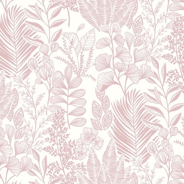 Hopepak 17.3''x197'' Peel and Stick Wallpaper Pink Leaf Floral Wallpaper Self Adhesive Removable Wallpaper Waterproof Contact Paper for Bedroom Bathroom Living Room Decor