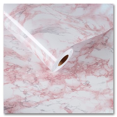 CRE8TIVE Pink Marble Wallpaper Peel and Stick 24"x354" Large Size Pink Contact Paper for Countertops Waterproof Granite Paper Self Adhesive Marble Vinyl Film for Bedroom Kitchen Walls Cabinets Lockers