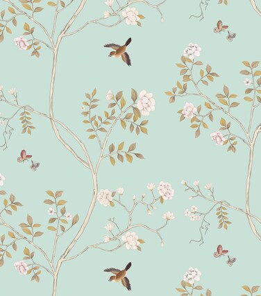 Hopepak 16.1''x394''Floral Peel and Stick Wallpaper Self Adhesive Floral Wallpaper Blue Removable Wallpaper Boho Floral Leaf Wallpaper for Bedroom Mural Nursery Decor