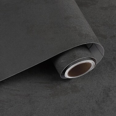 VaryPaper Dark Grey Black Concrete Wallpaper Peel and Stick Wallpaper Textured Cement Wallpaper for Bedroom Removable Waterproof Concrete Contact Paper for Countertops Kitchen Bathroom 15.7''x315''