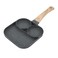 Fried Egg Pan, Divided Egg Skillet 3 Section Egg Frying Pan 3 in 1 Nonstick Pancake Pan with Wooden Handle for Gas Stove Induction Cooker (Black)