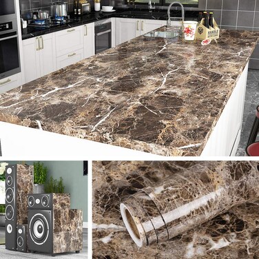 Livelynine Self Adhesive Wallpaper for Kitchen Counter Top Covers Marble Contact Paper Peel and Stick Countertops Waterproof Desk Cover Cabinet Vinyl Countertop Wrap Renter Friendly Laminate 15.8x78.8