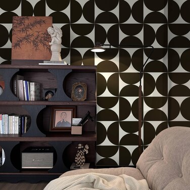 Dimoon 78.7"x17.3"Geometric Peel and Stick Wallpaper Brown and Beige Wallpaper Square Contact Paper Thicken Waterproof Vintage Self Adhesive Removable Wall Covering Shelf Liner Decal Vinyl Roll