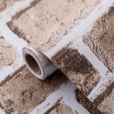 Coavas Brick Wallpaper Peel and Stick Brown Faux Brick Contact Paper 35.4x118.1 Inches Removable Wall Paper Adhesive Renter Friendly Wallpaper Bathroom Wallpaper Farmhouse Kitchen Backsplash