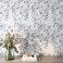 ReWallpaper Grey &amp; White Floral Peel and Stick Wallpaper Mural Neutral Iris Flower Contact Paper for Drawers Cabinets Desk 17.5in x 10ft Removable Gray Farmhouse Wallpaper for Bathroom Bedroom Kitchen
