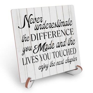 Inspirational Wood Sign Desk Decor Office Decor Sign Cubicle Decor Country Plaque with Wooden Stand Rustic Home Table Shelf Positive Thank You Farewell Retirement New Job Employee Coworker Gift