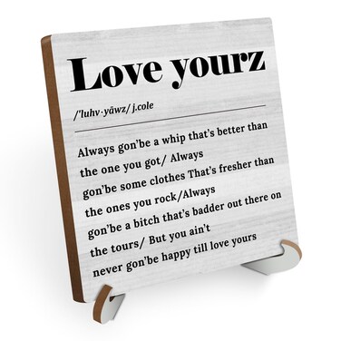 Music Noun Wood Sign Desk Decor Rustic Rap Hip Hop Quotes Office Cubicle Decor Plaque with Wooden Stand Farmhouse Music Themed Office Desk Accessories for Home Table Shelf Centerpieces Music Lovers