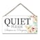 Quiet Please Session in Progress Door Wood Sign Plaque Gift, Office Wooden Wall Hanging Sign with Twine, Do Not Disturb Shelf Wood Floral Art Sign, Meeting Room Home Study Decoration Supplies -008
