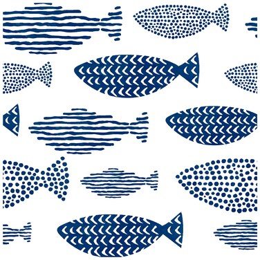 HAOKHOME Peel and Stick Wallpaper Abstract Underwater World Fish Trellis Indigo Blue Removable contactpaper for Home Bathroom Decorations 17.7in x 118in