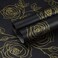 Biyoee Floral Peel and Stick Wallpaper Black and Gold Contact Paper 17.3" X 480"Floral Wallpaper Self-Adhesive Removable Wallpaper for Bedroom Cabinets Counter Top Shelf Liners