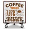 Cazhes Coffee Bar Decor, Coffee Station Accessories, Coffee Makes Life Better, Farmhouse Wooden Plaque with Iron Stand for Home Coffee Corner Tabletop Shelf Decor - F11