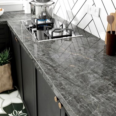 Light Black Marble Contact Paper for Countertops Peel and Stick Wallpaper for Kitchen Bathroom 24''x118'' Self Adhesive Removable Wall Paper for Drawers Shelf Vinyl Waterproof Stick Paper Sticker