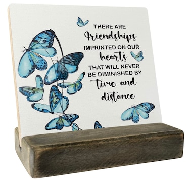 Friend Wood Plaque Gift, There Are Friendships Imprinted On Our Hearts That Will Never Be Diminished By Time and Distance, Plaque with Wooden Stand, Wood Sign Plaque Gift, Christmas Birthday Gift