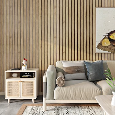 FunStick 24x394 Thick Brown Slats Wood Peel and Stick Wallpaper 3D Wood Slat Wall Paneling Wall Paper Roll for Bedroom Living Room Self Adhesive Waterproof Wood Grain Contact Paper for Walls Cabinets