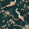 Dark Green Swan Peel and Stick Wallpaper, Crane Bird Floral Contact Paper 17.5 x 118in , Boho Vinyl Wall Paper Mural Removable Self-adhesive Waterproof for Bedroom Cabinet Shelf Drawer Renter Friendly