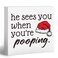ANIANG He Sees You When You're Pooping Sign, Funny Christmas Decorations, Bathroom Christmas Decorations, Christmas Bathroom Decor, Christmas Sign, Christmas Wood Table Decor for Guest Bathroom Toilet