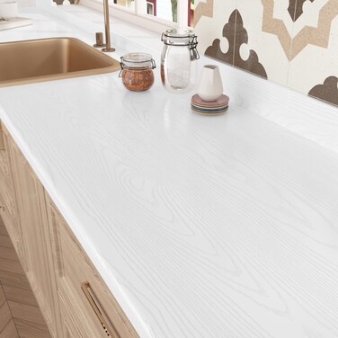 Wallercity White Wood Textured Contact Paper Thick Peel and Stick Wall Paper Vinyl Self Adhesive Wood Grain Wallpaper for Furniture Cabinets Countertops Contact Paper for Shelf Backdrop 15.8''x78.7''